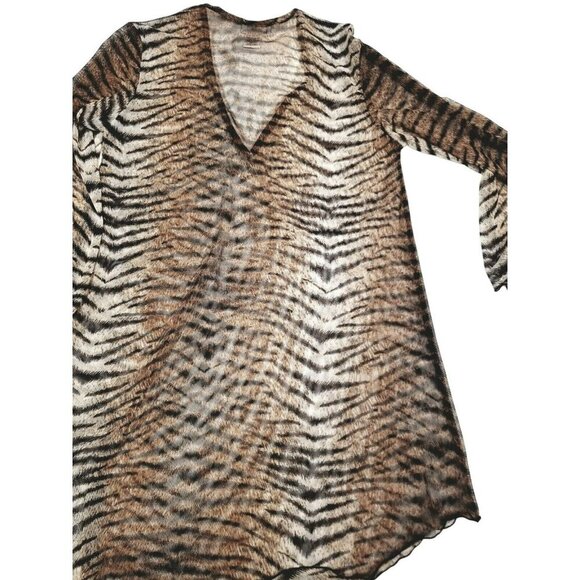 Tiger Animal Print Sheer Tunic Top By Jordan Taylor S Mob‎ Wife - Picture 10 of 11